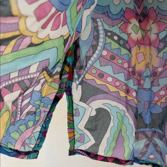 Johnny Was Multicolor Floral Geometric Blouse - Picture 7 of 9